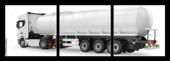 Obraz 3D třídílný - 150 x 50 cm F_BM340311682 - Tanker truck 3D rendering isolated on white background. Side
