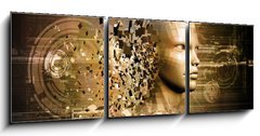 Obraz 3D třídílný - 150 x 50 cm F_BM34266129 - abstract character shattered into pieces - abstraktní charakter roztříštěný na kusy
