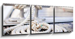 Obraz 3D tdln - 150 x 50 cm F_BM35006836 - Mooring rope with a knotted end tied around a cleat. - Kotvc lano se zauzlenm koncem uvzanm kolem zaklnadla.