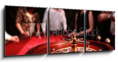 Obraz 3D třídílný - 150 x 50 cm F_BM35848892 - Ruletka - Kasyno - Hazard - Krupier - ludzie