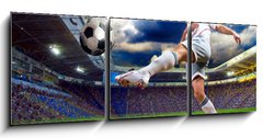 Obraz 3D tdln - 150 x 50 cm F_BM36187224 - Football player on field of stadium