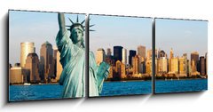 Obraz 3D tdln - 150 x 50 cm F_BM36398482 - New York Manhattan statue de la Libert - New York Manhattan socha de Libert