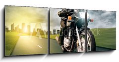 Obraz 3D tdln - 150 x 50 cm F_BM36497875 - Motorbike and City