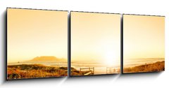 Obraz 3D třídílný - 150 x 50 cm F_BM36708540 - Sunset HDR over the ocean - Západ slunce HDR přes oceán