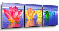 Obraz   Lily flowers chakras by night, 150 x 50 cm