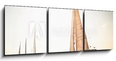 Obraz 3D tdln - 150 x 50 cm F_BM37590316 - Sailing ship yachts with white sails - Jachty plachetnic s blmi plachtami