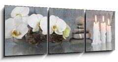 Obraz 3D tdln - 150 x 50 cm F_BM38509301 - Stilleben, Orchidee mit Kerzen