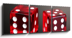 Obraz 3D tdln - 150 x 50 cm F_BM38565873 - Red dices on grey background