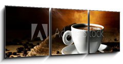 Obraz 3D tdln - 150 x 50 cm F_BM38936465 - coffee cup with coffee beans - lek kvy s kvovmi zrny