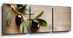 Obraz   Olives on a Wood background, 150 x 50 cm