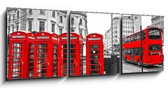 Obraz 3D tdln - 150 x 50 cm F_BM39354761 - Red telephone boxes and double