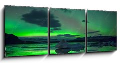 Obraz 3D tdln - 150 x 50 cm F_BM393661178 - Scenic View Of Aurora Borealis Over Lake Against Sky At Night