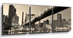 Obraz 3D třídílný - 150 x 50 cm F_BM39648269 - New York City night panorama - New York City noční panorama