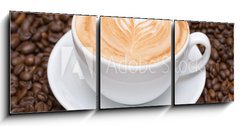 Obraz   Coffee cup with coffee beans background, 150 x 50 cm