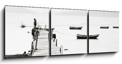 Obraz   Lonely pier along the coast, low saturation image., 150 x 50 cm