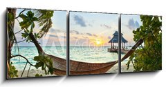 Obraz 3D tdln - 150 x 50 cm F_BM40728385 - Hammock and sunset