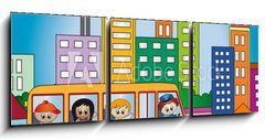 Obraz 3D tdln - 150 x 50 cm F_BM40977549 - School bus