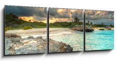 Obraz 3D tdln - 150 x 50 cm F_BM41177940 - Caribbean beach in Mexico at sunset