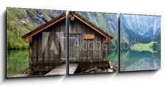 Obraz 3D tdln - 150 x 50 cm F_BM42625977 - log cabin in Obersee,koenigssee, Berchtesgaden
