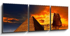 Obraz 3D tdln - 150 x 50 cm F_BM42751455 - Great Sphinx and the Pyramids at sunset