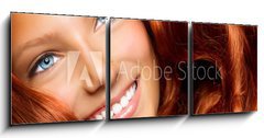 Obraz 3D tdln - 150 x 50 cm F_BM44054513 - Beautiful Girl With Healthy Long Red Curly Hair