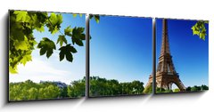 Obraz 3D tdln - 150 x 50 cm F_BM44176094 - Seine in Paris with Eiffel tower - Seina v Pai s Eiffelovou v