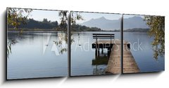 Obraz 3D tdln - 150 x 50 cm F_BM44827303 - Bootssteg am Chiemsee