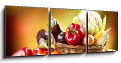 Obraz 3D tdln - 150 x 50 cm F_BM44949889 - Healthy Organic Vegetables Still life Art Design