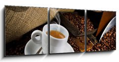 Obraz 3D tdln - 150 x 50 cm F_BM45158931 - Coffee smoking on the coffee beans background