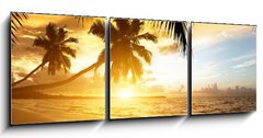 Obraz 3D tdln - 150 x 50 cm F_BM47283055 - sunset on the beach of caribbean sea - zpad slunce na pli karibskho moe