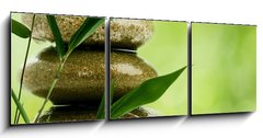 Obraz 3D tdln - 150 x 50 cm F_BM47591080 - Natural zen backgrounds with bamboo leaves and pebble for your d