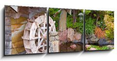 Obraz   Old Hut with Waterwheel, 150 x 50 cm