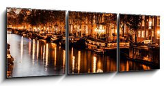 Obraz 3D tdln - 150 x 50 cm F_BM48268709 - Amsterdam at night, The Netherlands - Amsterdam v noci, Nizozemsko