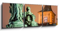 Obraz 3D tdln - 150 x 50 cm F_BM49152475 - Saint Ivo statue and Smetana clock-tower, Prague.