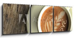 Obraz 3D tdln - 150 x 50 cm F_BM49909695 - Taza de caf con dibujo