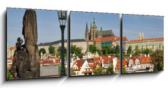 Obraz 3D tdln - 150 x 50 cm F_BM50221241 - Prague, Charles bridge, Vltava river, St. Vitus cathedral