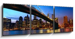 Obraz 3D tdln - 150 x 50 cm F_BM51808000 - Manhattan panorama with Brooklyn Bridge at sunset in New York