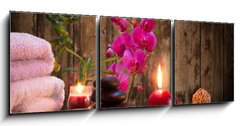 Obraz 3D tdln - 150 x 50 cm F_BM55155599 - massage - bamboo - orchid, towels, candles stones