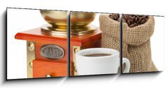 Obraz 3D tdln - 150 x 50 cm F_BM55881191 - cup of coffee and beans on white