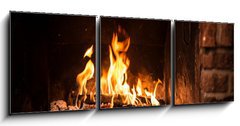 Obraz 3D tdln - 150 x 50 cm F_BM59025848 - Fire in fireplace - Por v krbu
