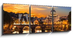 Obraz 3D tdln - 150 x 50 cm F_BM60069583 - Sunset view of Basilica St Peter and river Tiber in Rome. Italy