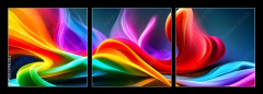 Obraz 3D třídílný - 150 x 50 cm F_BM607348262 - Abstract colorful smoke on a black background