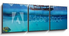 Obraz 3D třídílný - 150 x 50 cm F_BM61530443 - Tropical underwater shot splitted with ship and sky - Tropické podvodní výstřel rozdělený lodí a oblohou