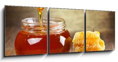 Obraz 3D tdln - 150 x 50 cm F_BM61593982 - jar of honey with honeycomb