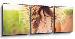 Obraz 3D tdln - 150 x 50 cm F_BM61981520 - Gorgeous Romantic Girl Outdoors. Summer Lifestyle