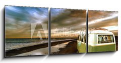 Obraz 3D tdln - 150 x 50 cm F_BM62362861 - Strandbild mit Bulli 1