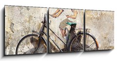 Obraz 3D tdln - 150 x 50 cm F_BM62780970 - Little Children on a Bicycle Mural.
