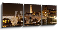 Obraz 3D tdln - 150 x 50 cm F_BM62797255 - Verona, il Ponte Pietra di notte