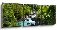 Obraz   Vivid Swiss landscape with pure river stream, 150 x 50 cm