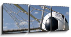 Obraz 3D tdln - 150 x 50 cm F_BM638180 - football - soccer ball in goal - Fotbal